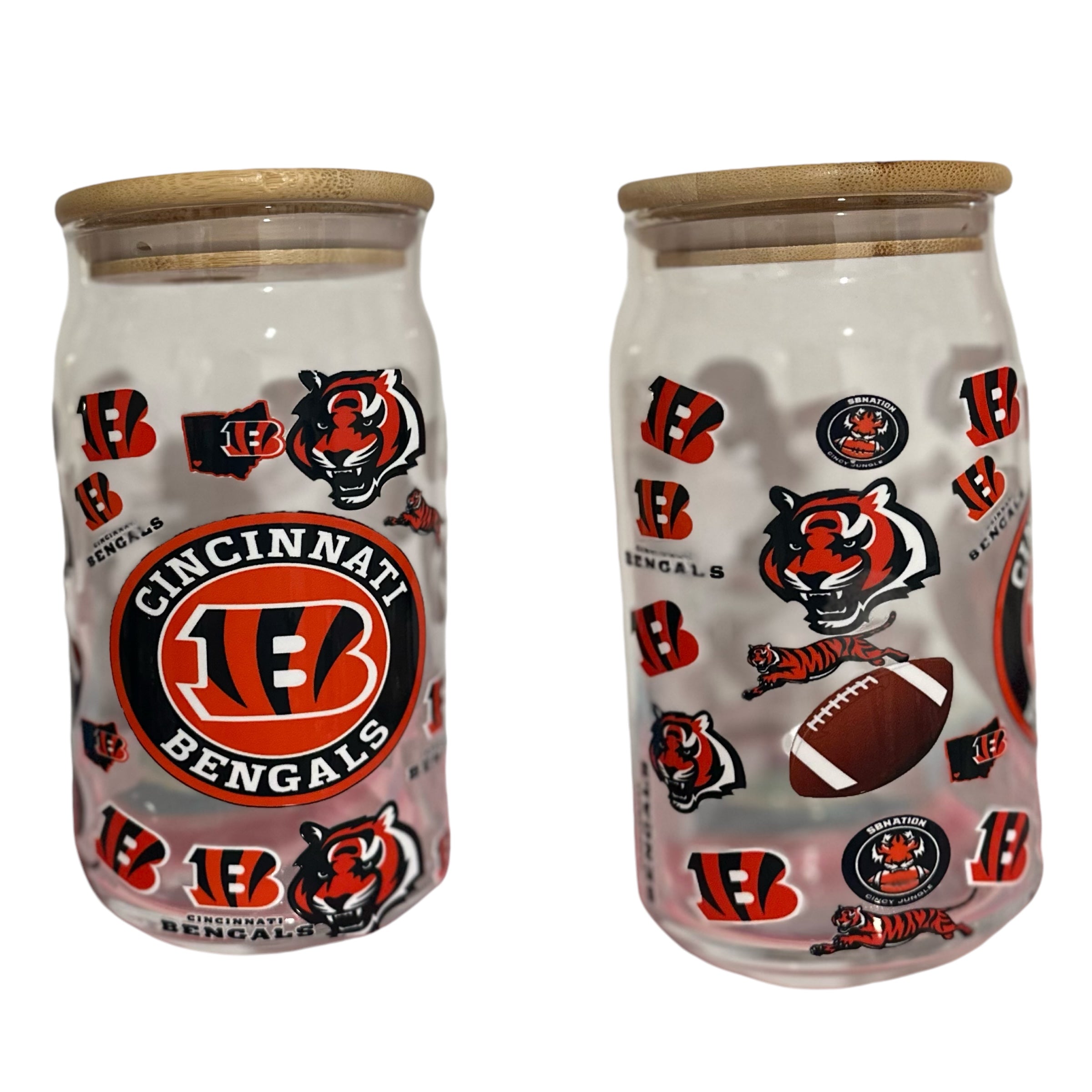 NFL Team Glass cups with Reusable Straw (look through photos for your teams design)