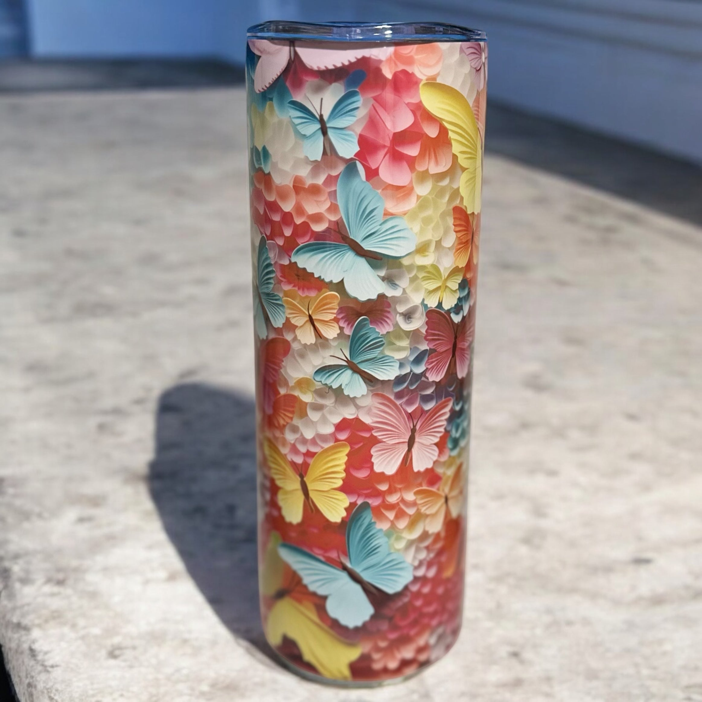 3D Butterfly 20ounce Tumbler with reusable straw
