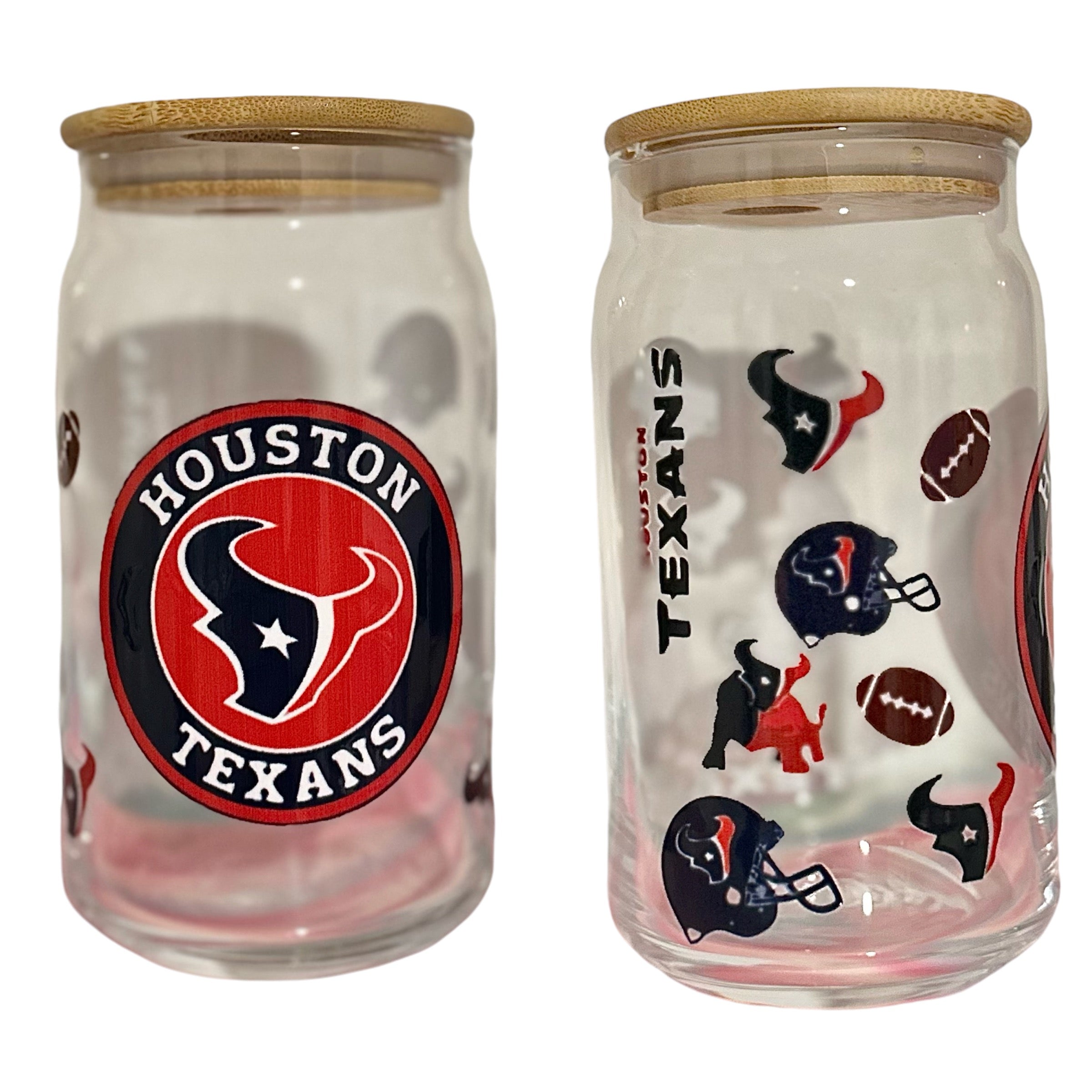 NFL Team Glass cups with Reusable Straw (look through photos for your teams design)