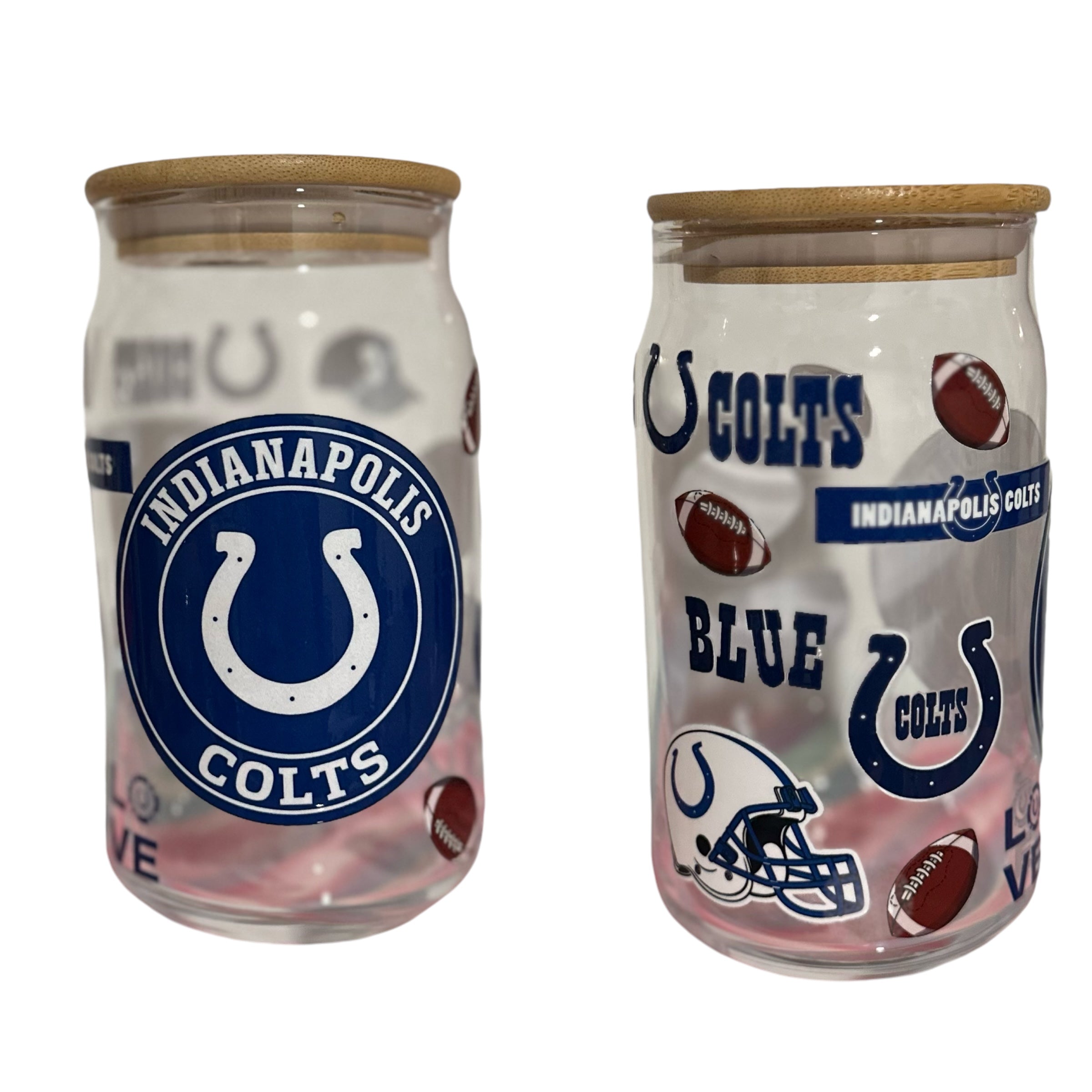 NFL Team Glass cups with Reusable Straw (look through photos for your teams design)