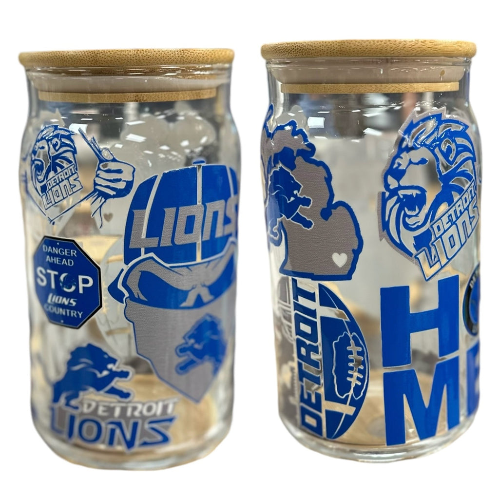 NFL Team Glass cups with Reusable Straw (look through photos for your teams design)