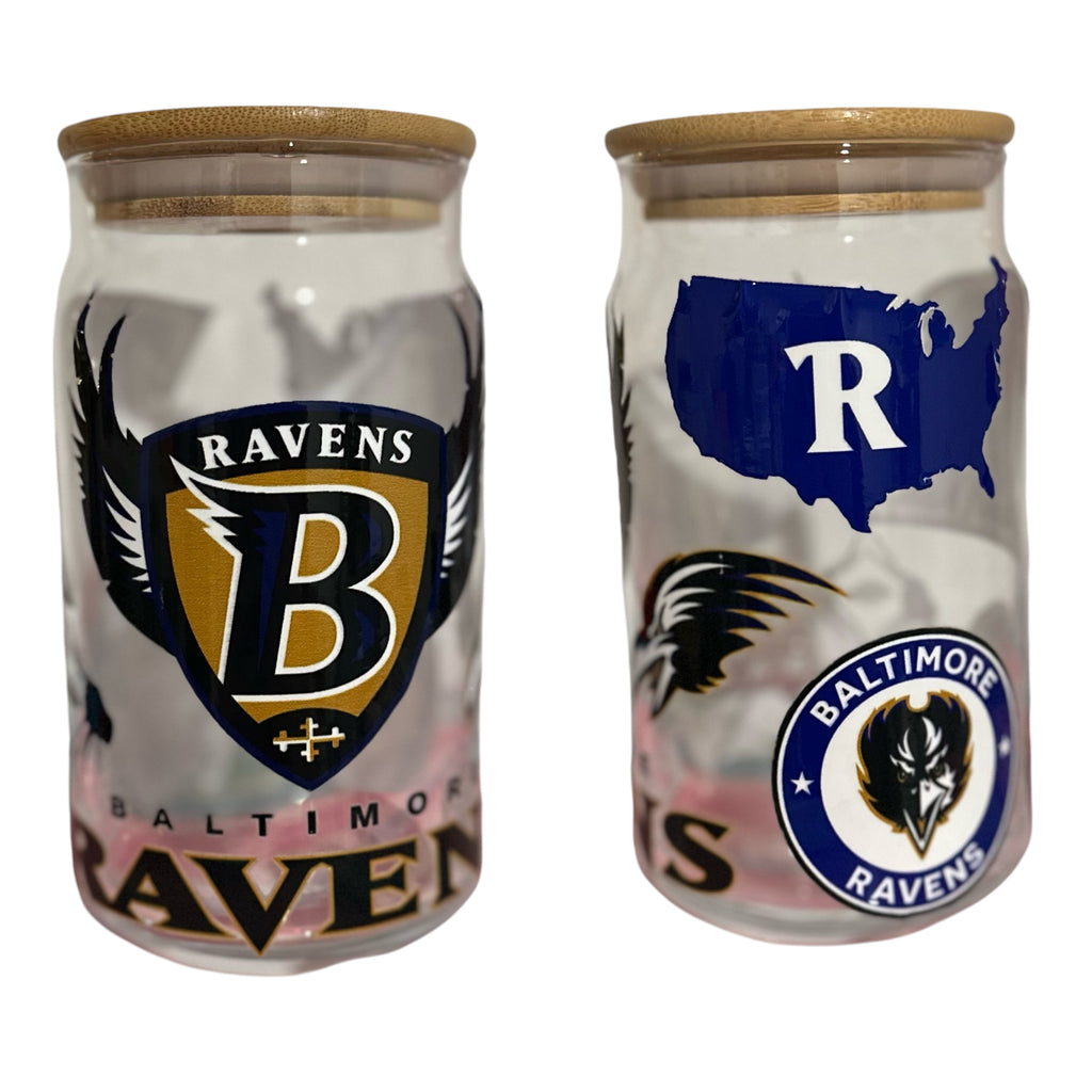 NFL Team Glass cups with Reusable Straw (look through photos for your teams design)
