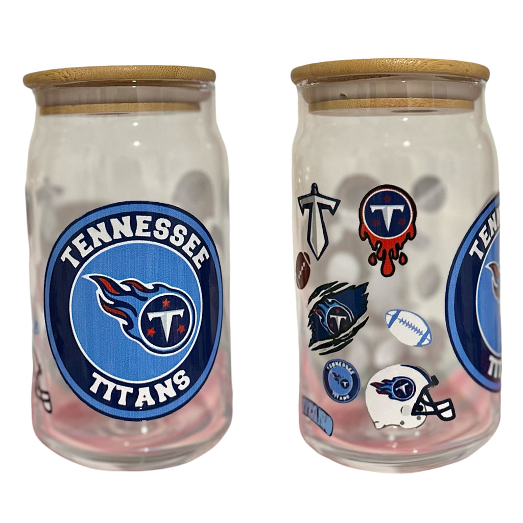 NFL Team Glass cups with Reusable Straw (look through photos for your teams design)