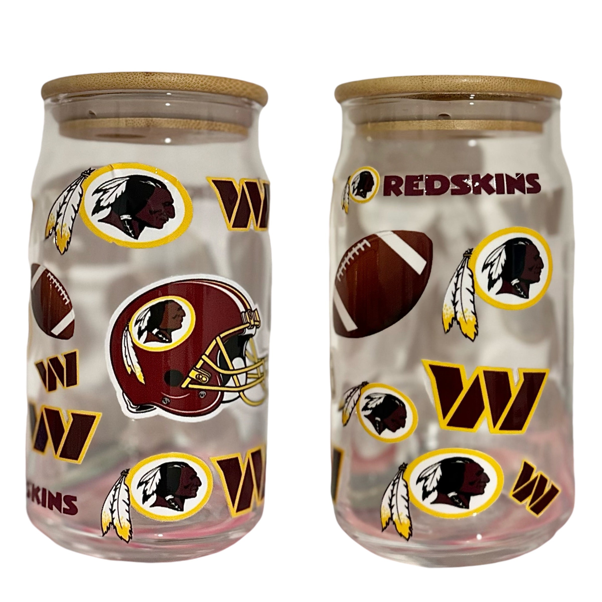 NFL Team Glass cups with Reusable Straw (look through photos for your teams design)