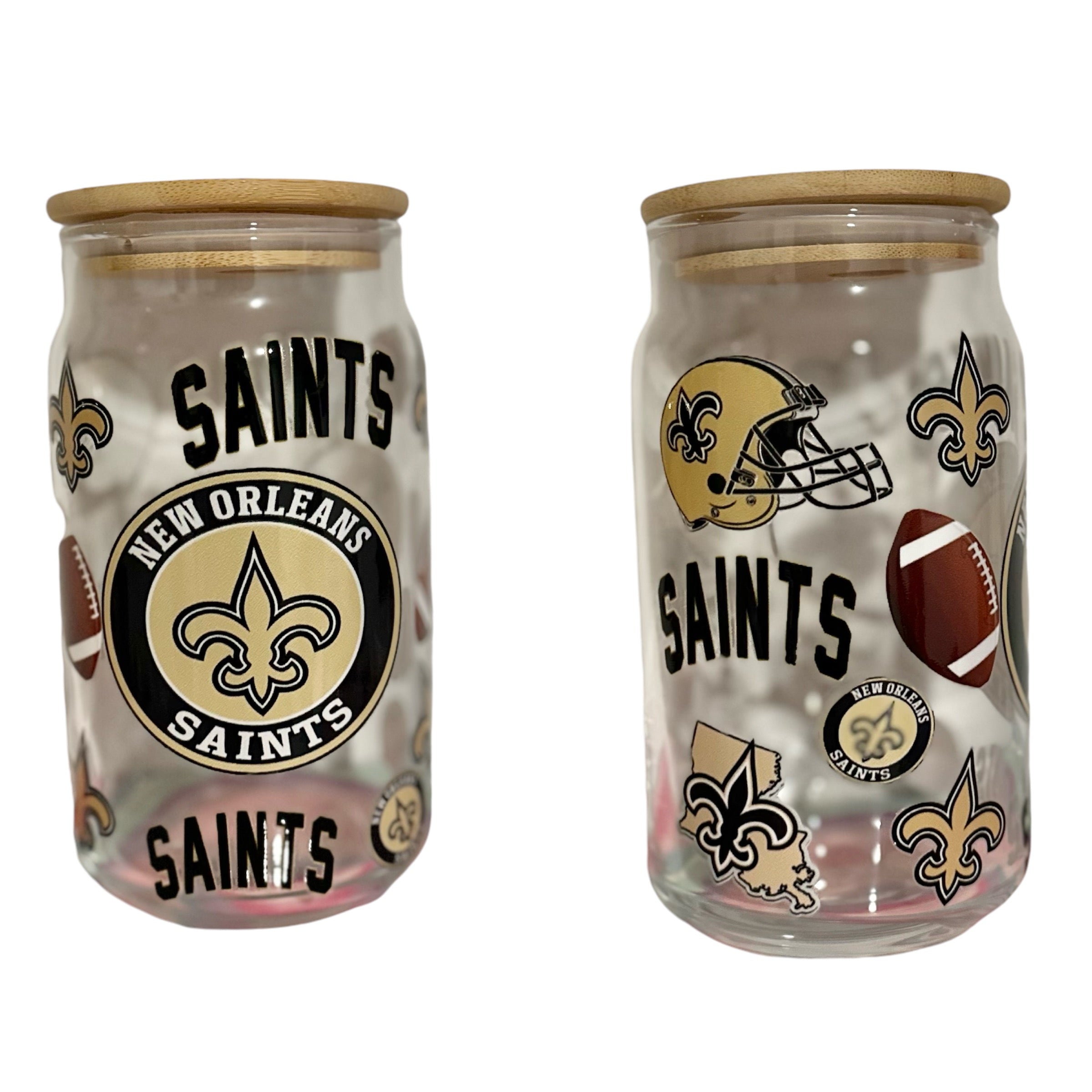 NFL Team Glass cups with Reusable Straw (look through photos for your teams design)