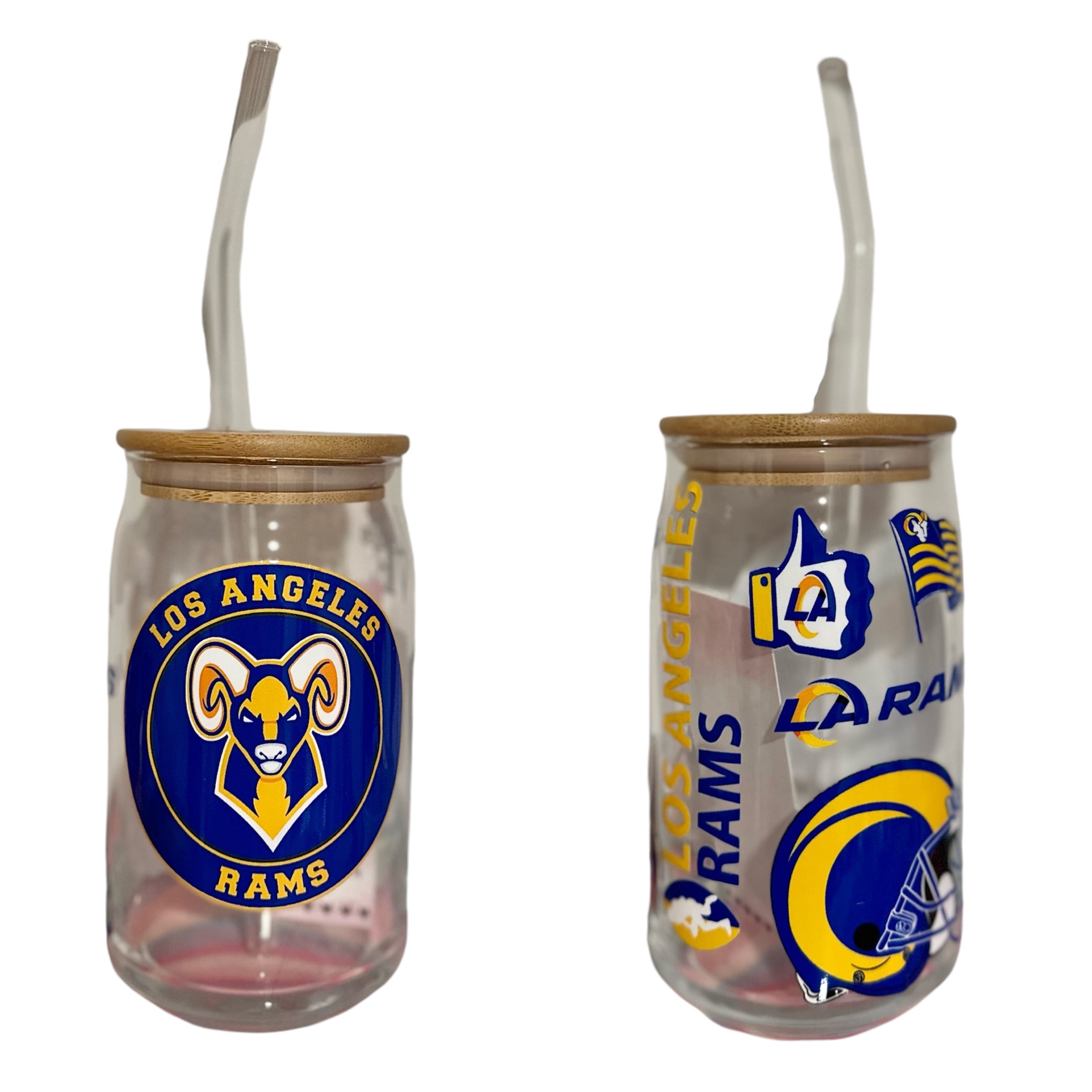 NFL Team Glass cups with Reusable Straw (look through photos for your teams design)