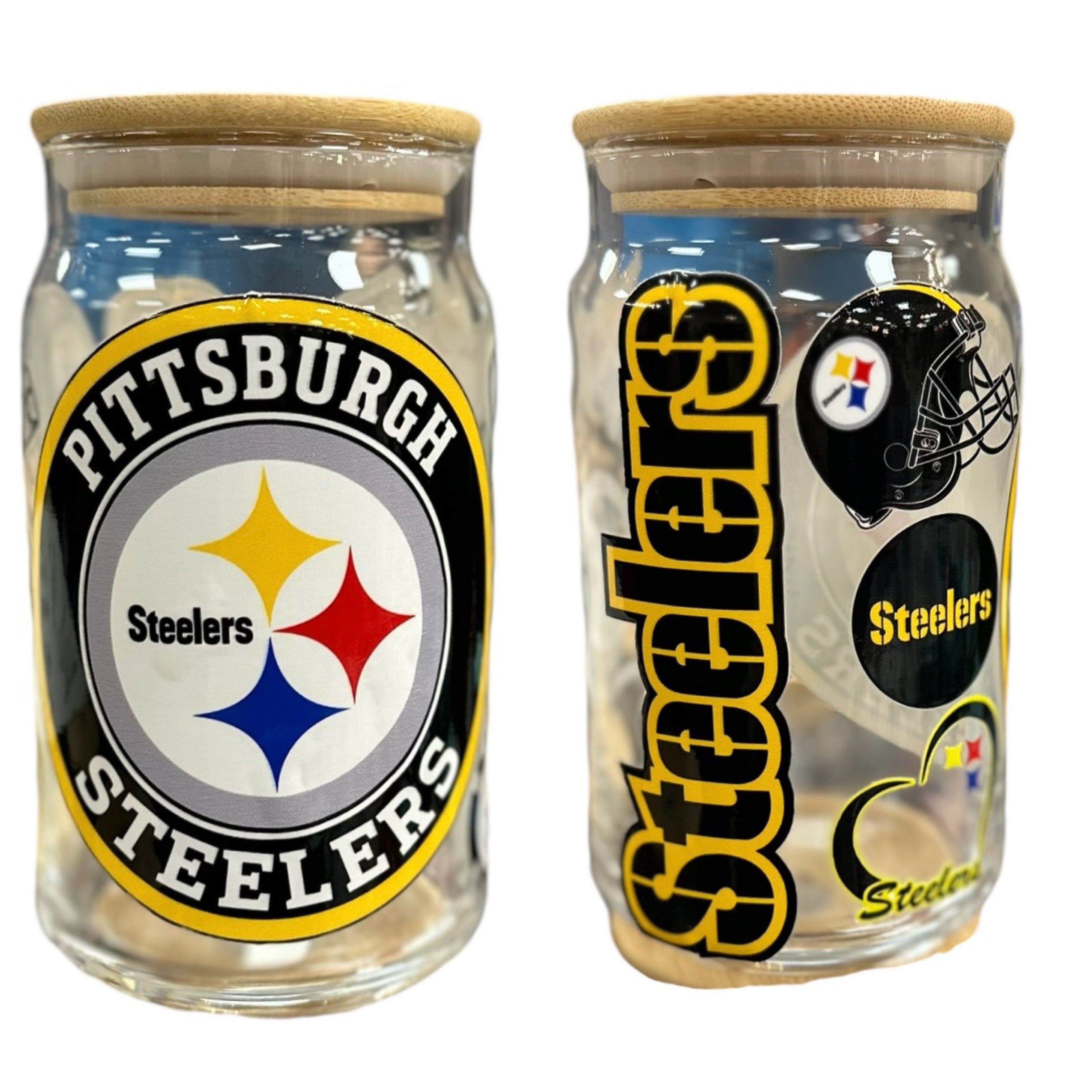NFL Team Glass cups with Reusable Straw (look through photos for your teams design)