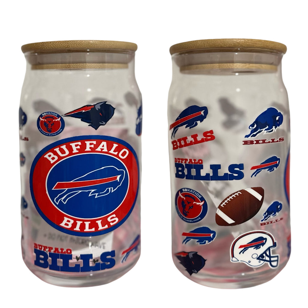 NFL Team Glass cups with Reusable Straw (look through photos for your teams design)