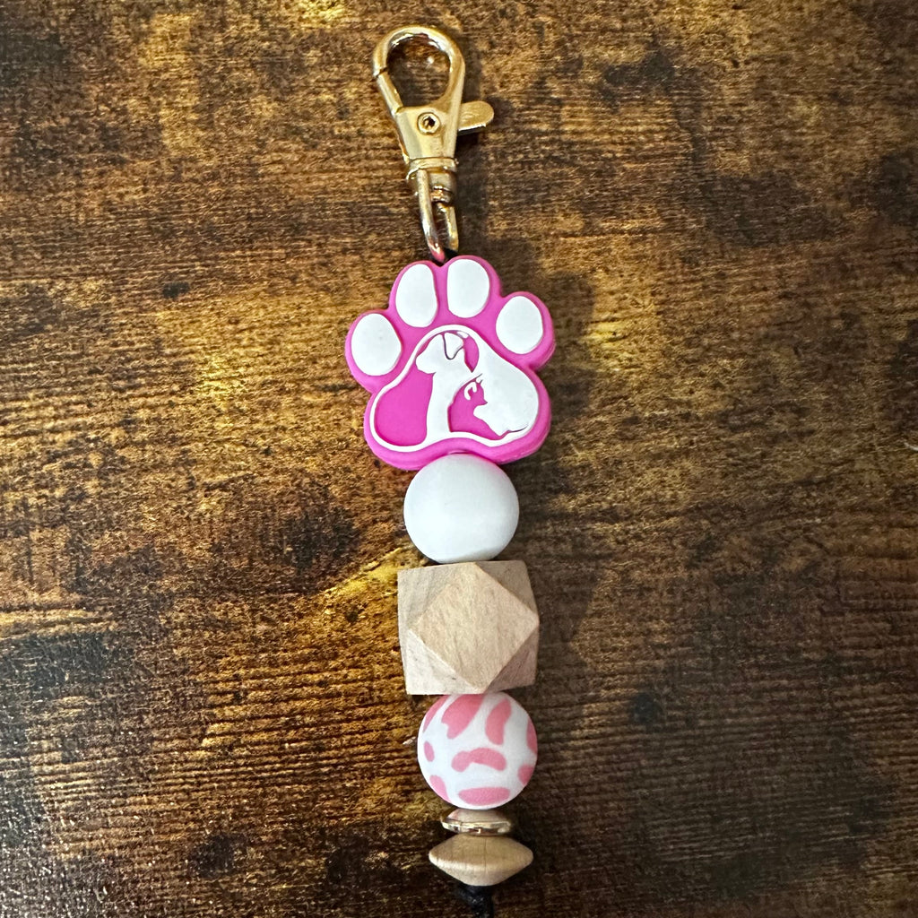 Paw Print Beaded Keychains