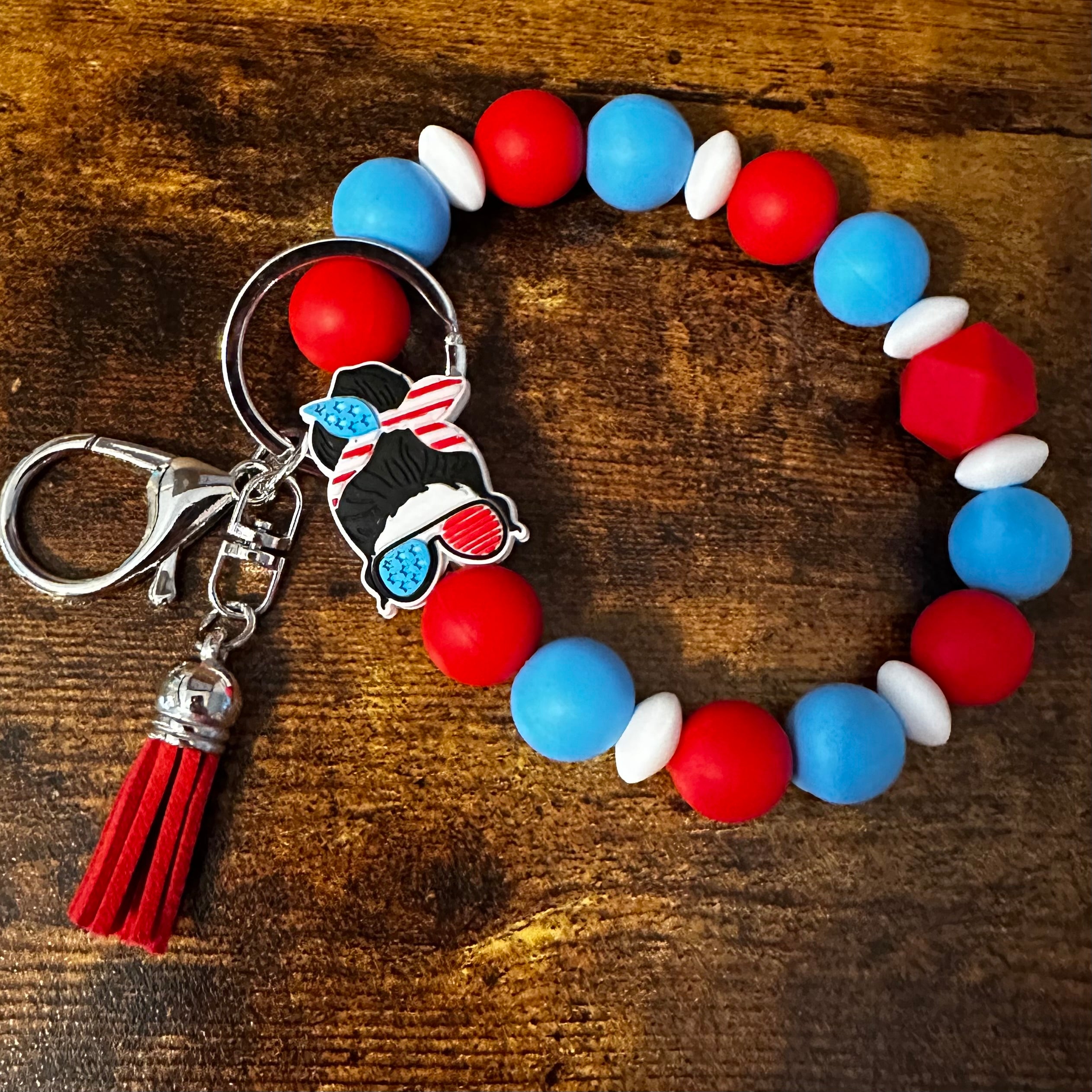 USA-America girl bead wristlet Keychain