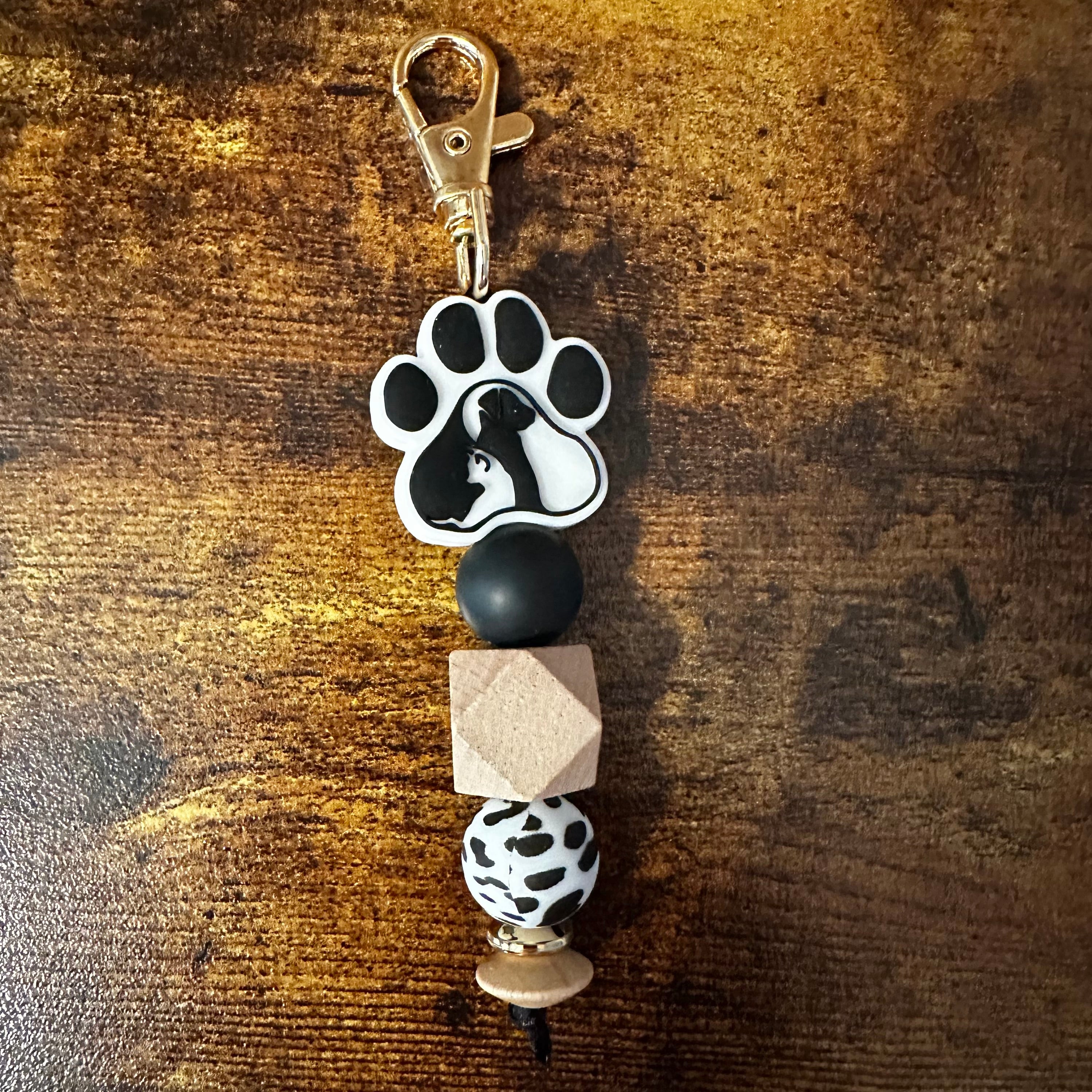 Paw Print Beaded Keychains
