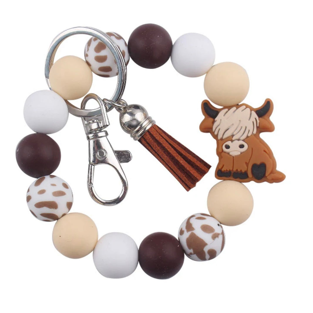Highland Cow Wristlet Keychain