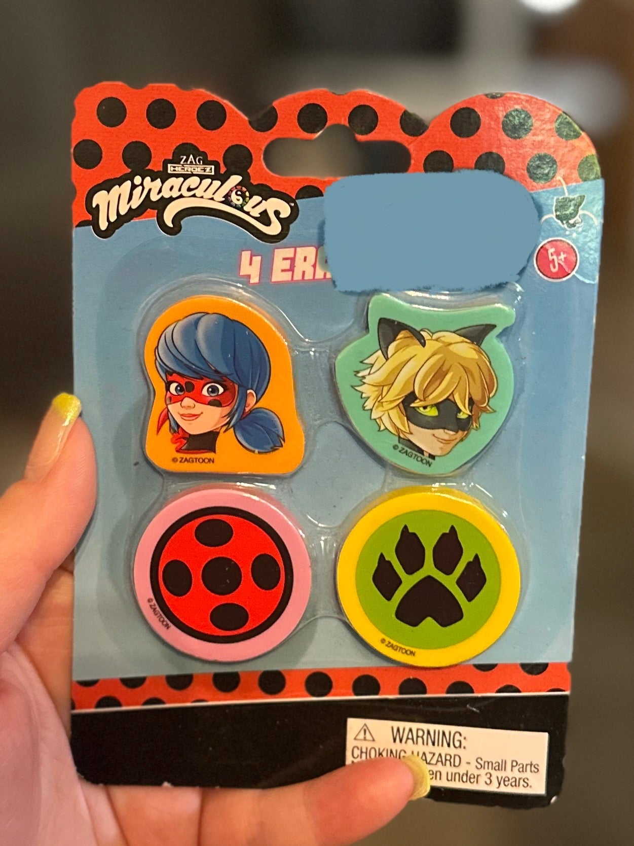 Miraculous 4 piece set Erasers